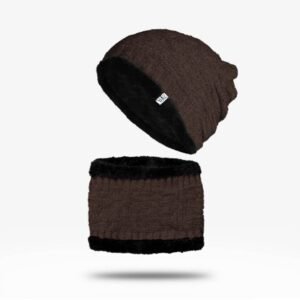 Beanie Hat & Scarf Set - Coffee